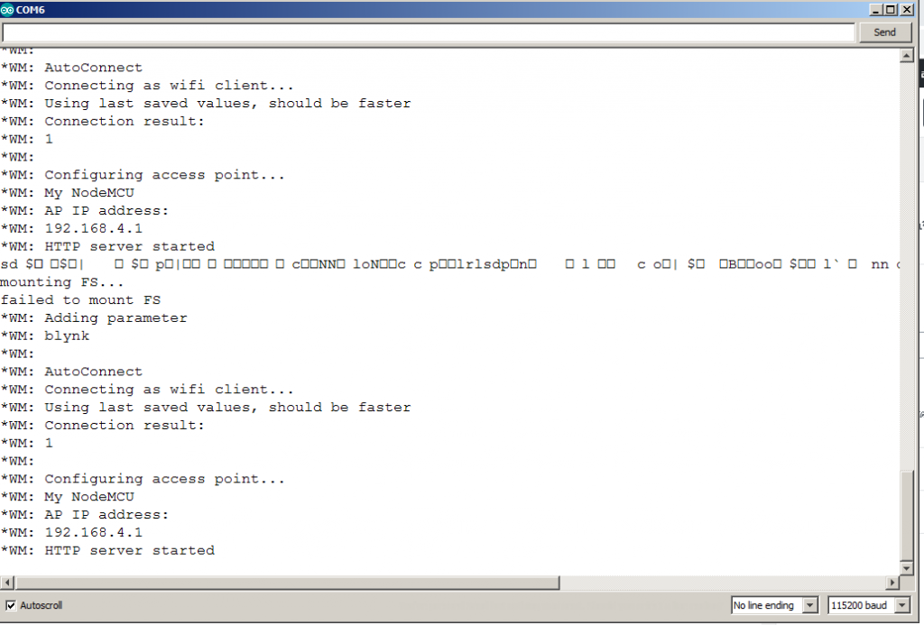 WiFiManager for App Blynk and NodeMCU-12E