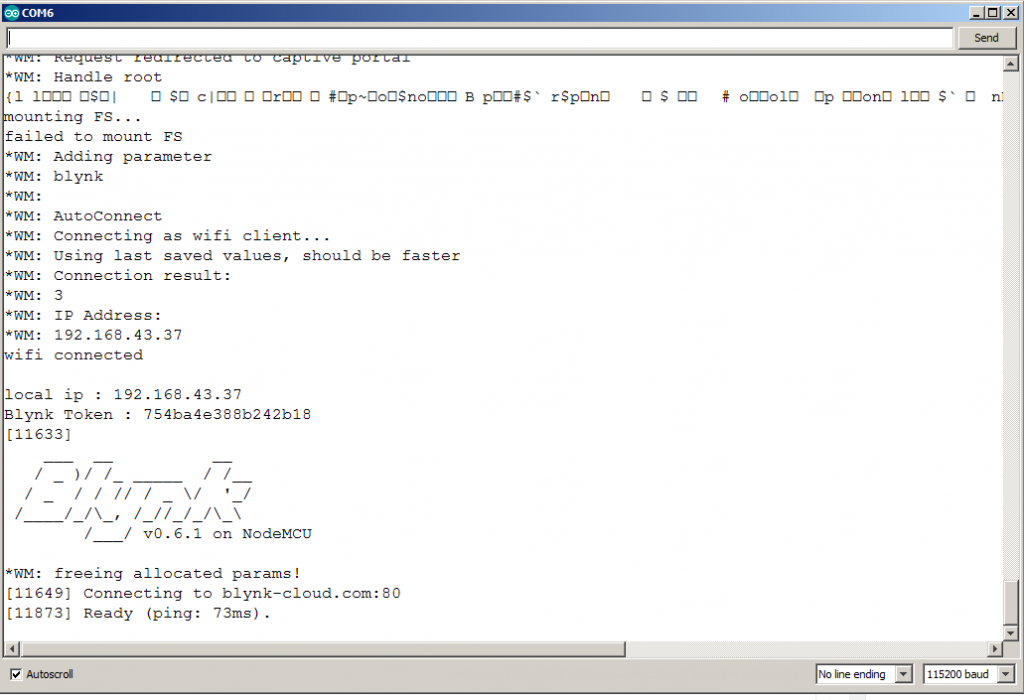 WiFiManager for App Blynk and NodeMCU-12E