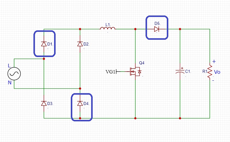 Bridgeless-PFC Topologies Boost converter