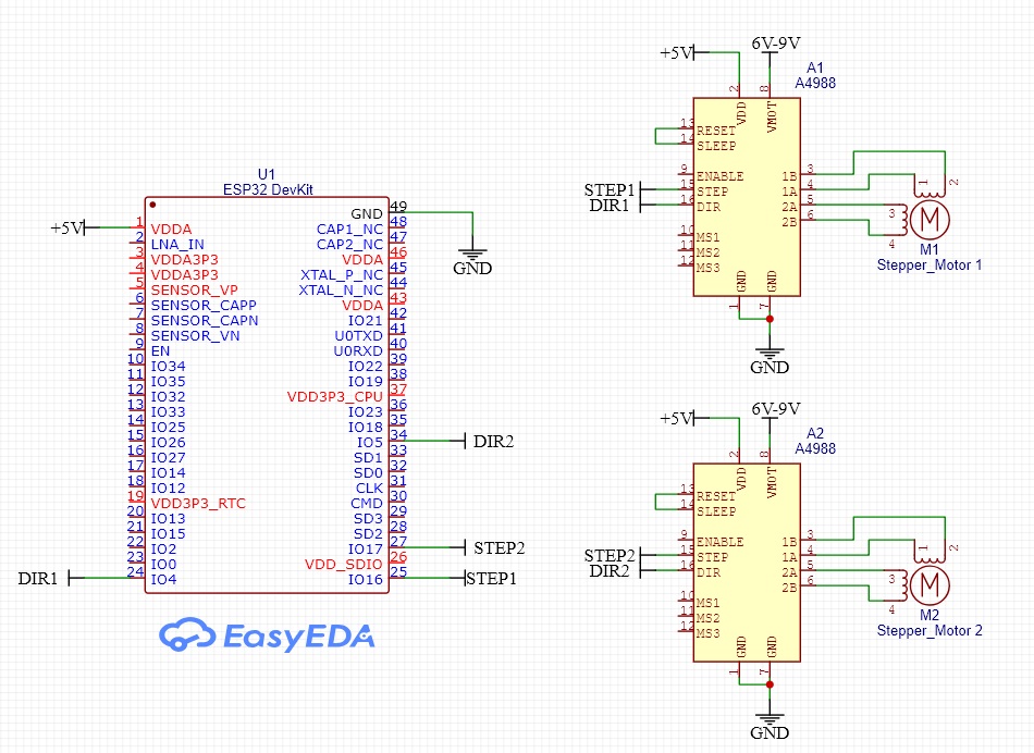 Control Stepper motor 2CH and A4988 Module by ESP32 Devkit
