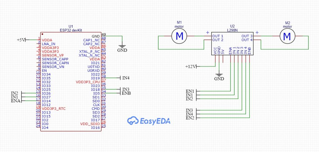 Basic ESP32 Control DC motor 2CH by L298 Module