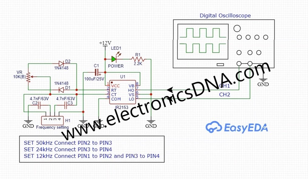 PWM Adjustment for IR2153 and Frequency setting