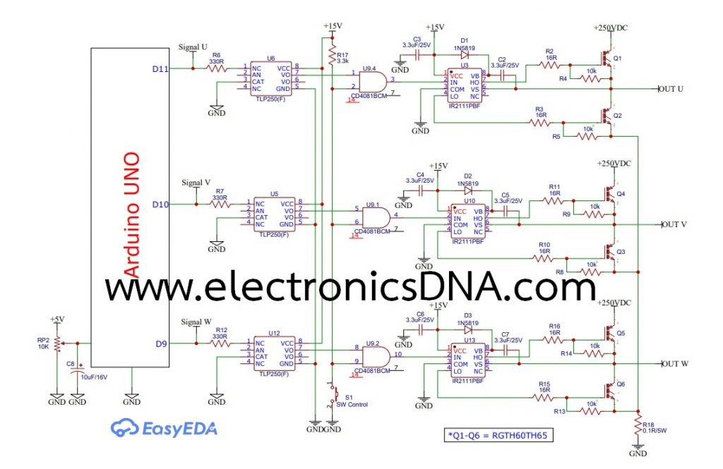 Power IGBT Driver board for 3-phase induction motor