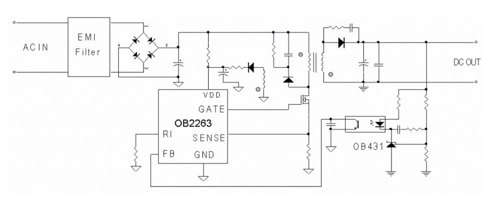 Mini Switching Power Supply Using OB2263 Flyback Converter