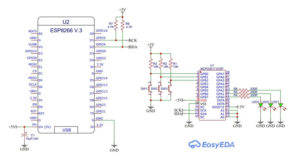 NodeMCU ESP8266 interface with MCP23017