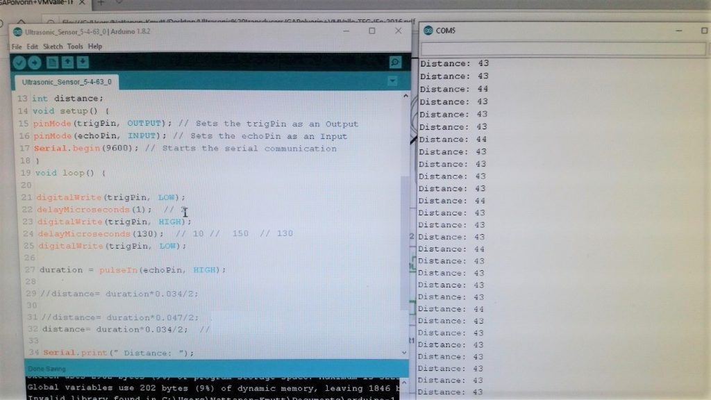 SRM400 Sonar Ranging Module Controlled by Arduino UNO