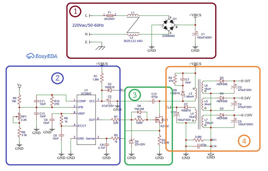 วงจร flyback converter wiring