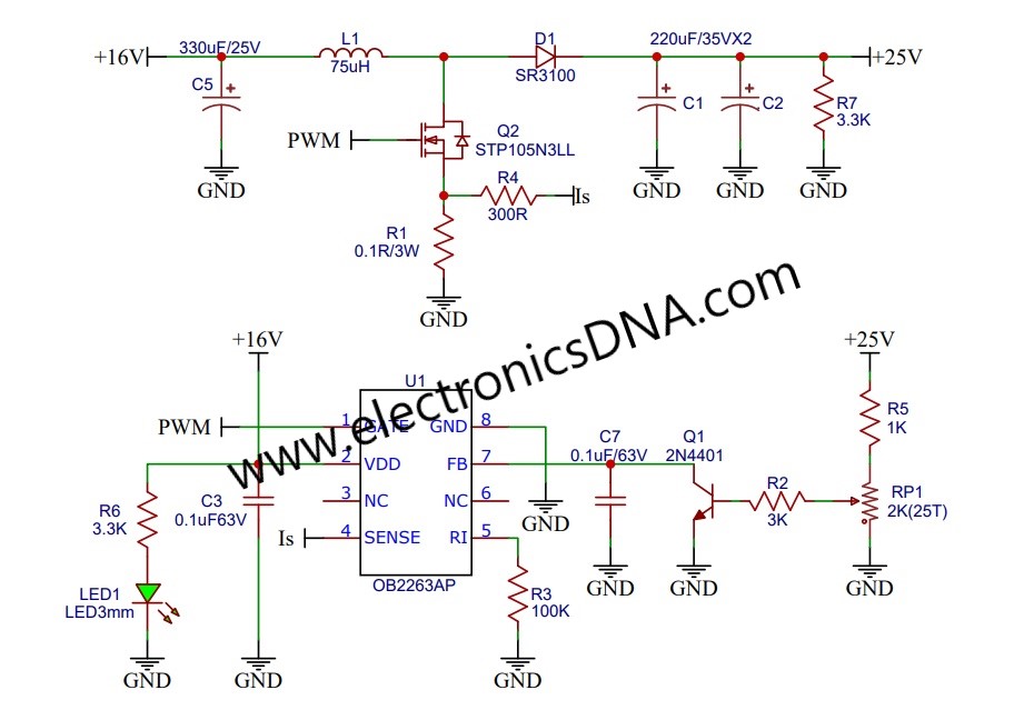 The Smallest DC-DC boost converter by OB2263