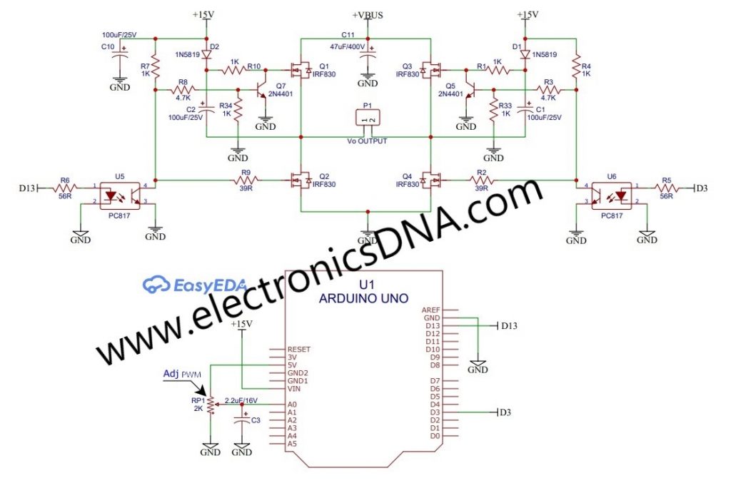 Simple Output Stage Inverter for Arduino UNO