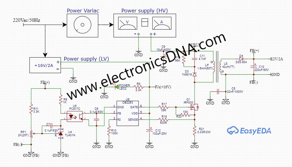Flyback Converter SMPS By using OB2263 Control 