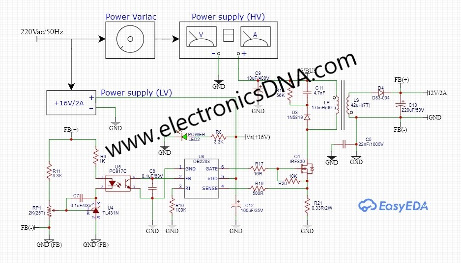 Flyback Converter SMPS By using OB2263 Control