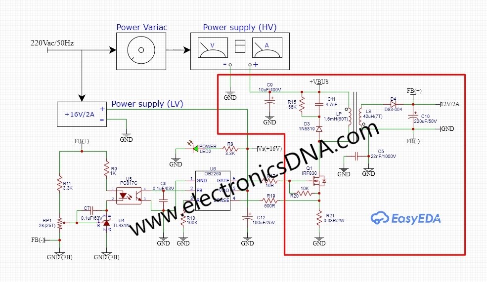 Flyback Converter SMPS By using OB2263 Control