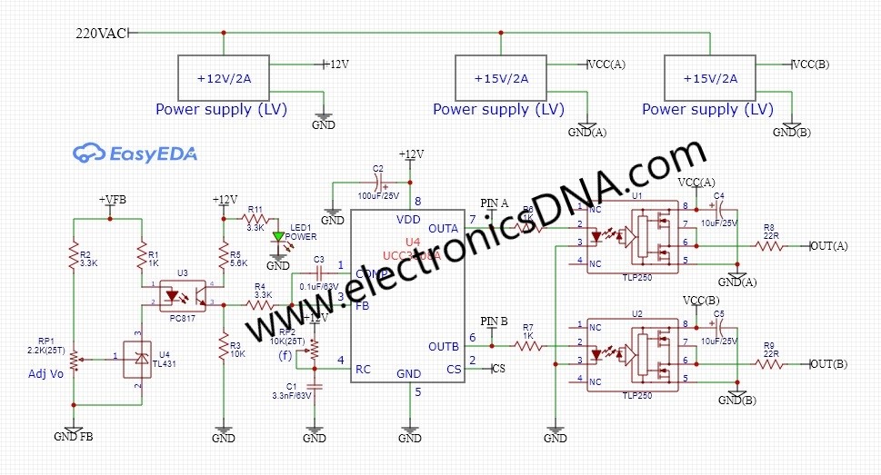 Half-Bridge Converter SMPS Using UCC3808 Controller