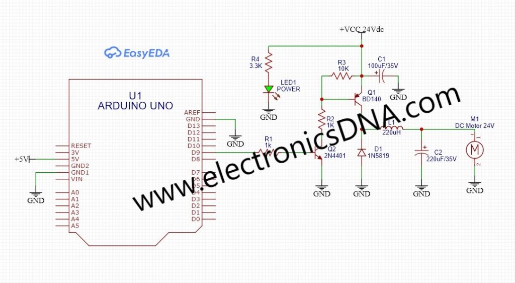 Experiment board DC Motor Speed Control with Arduino UNO