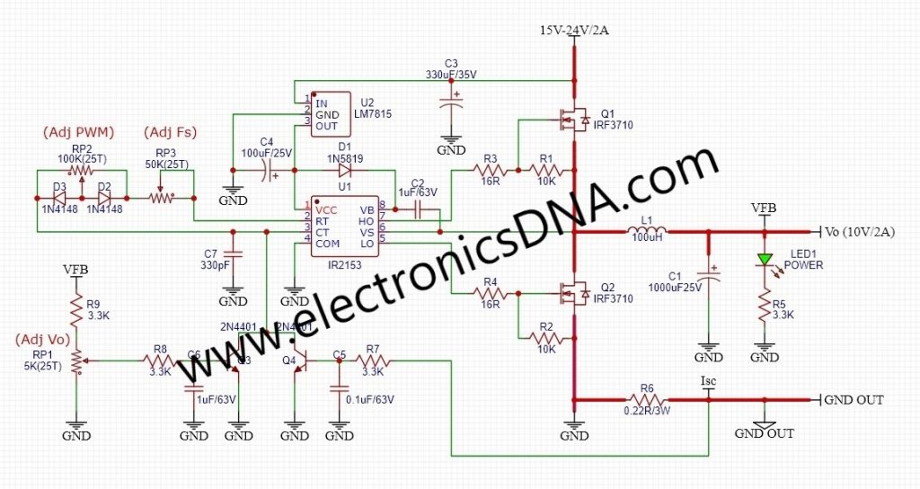 IR2153 Control DC-DC Synchronous Buck Converter