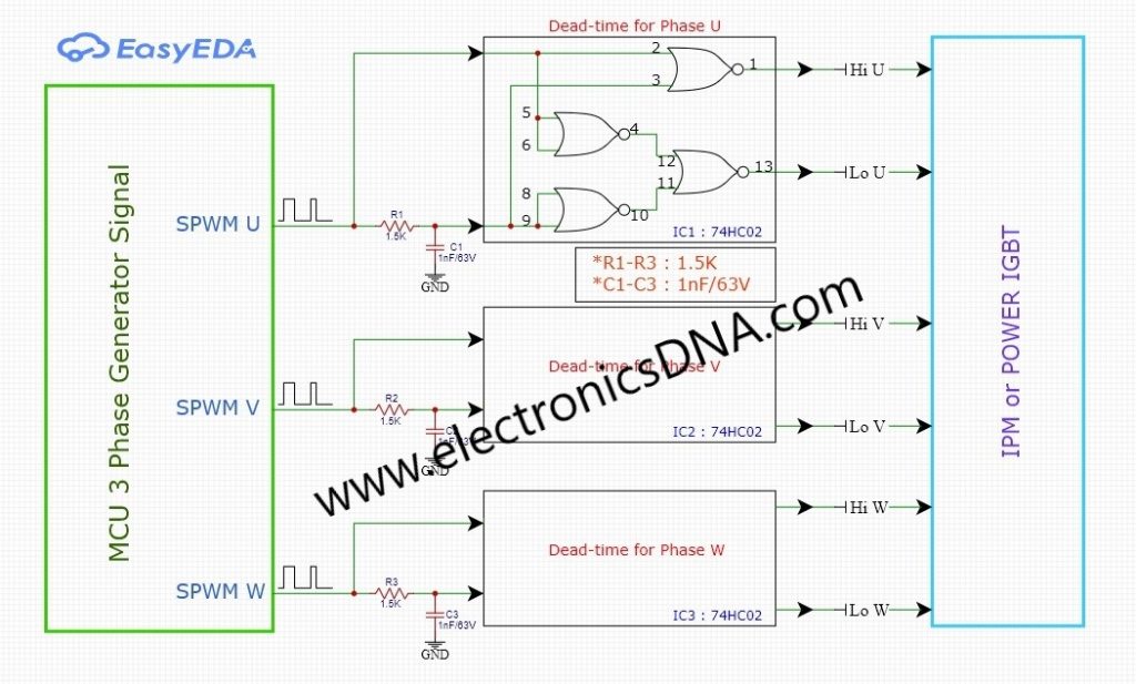 Experiment of Dead-time Circuit for 3 Phase Motors