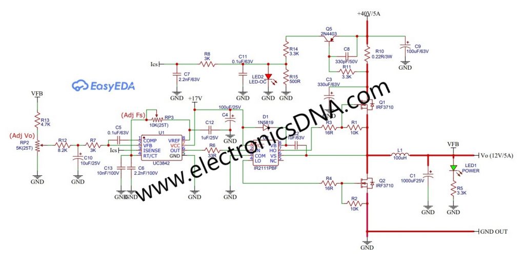 Simple DC-DC Synchronous Buck Converter based on UC3842