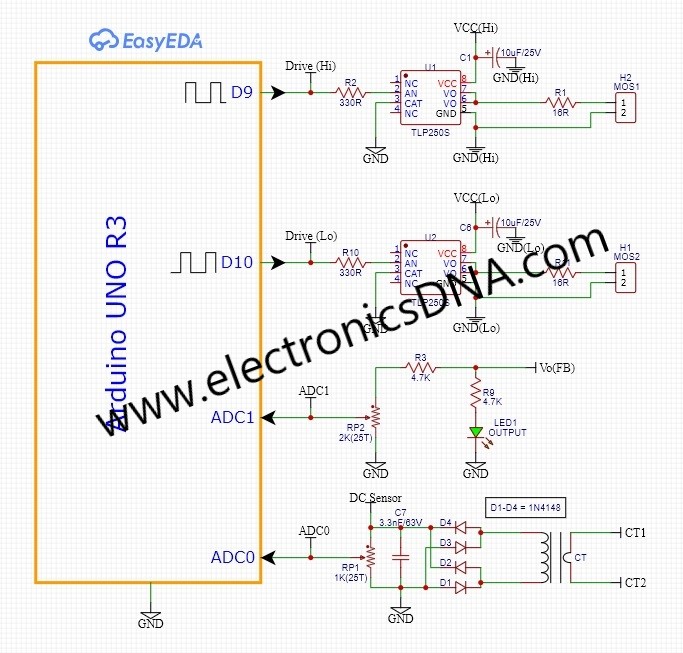 Interface Board  Arduino with Two-switch for Switching Mode Power Supply