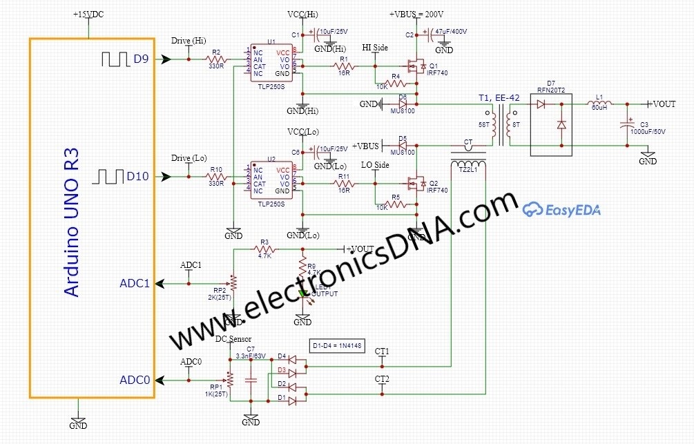 Simple Arduino Control Two-switch Forward Converter Topologies Switching Mode Power Supply