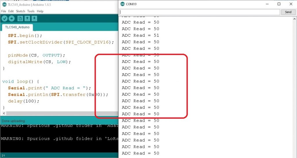 TLC549CP ADC SPI-Bus Control by Arduino UNO