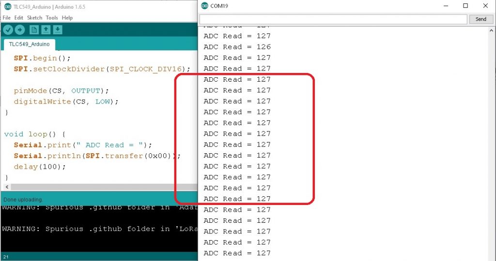 TLC549CP ADC SPI-Bus Control by Arduino UNO