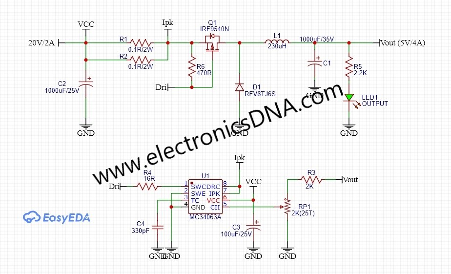 Prototype for MC34063A Control Buck Converter Topology