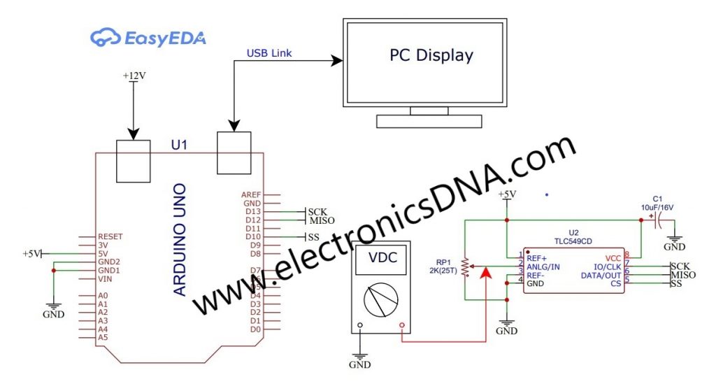 TLC549CP ADC SPI-Bus Control by Arduino UNO