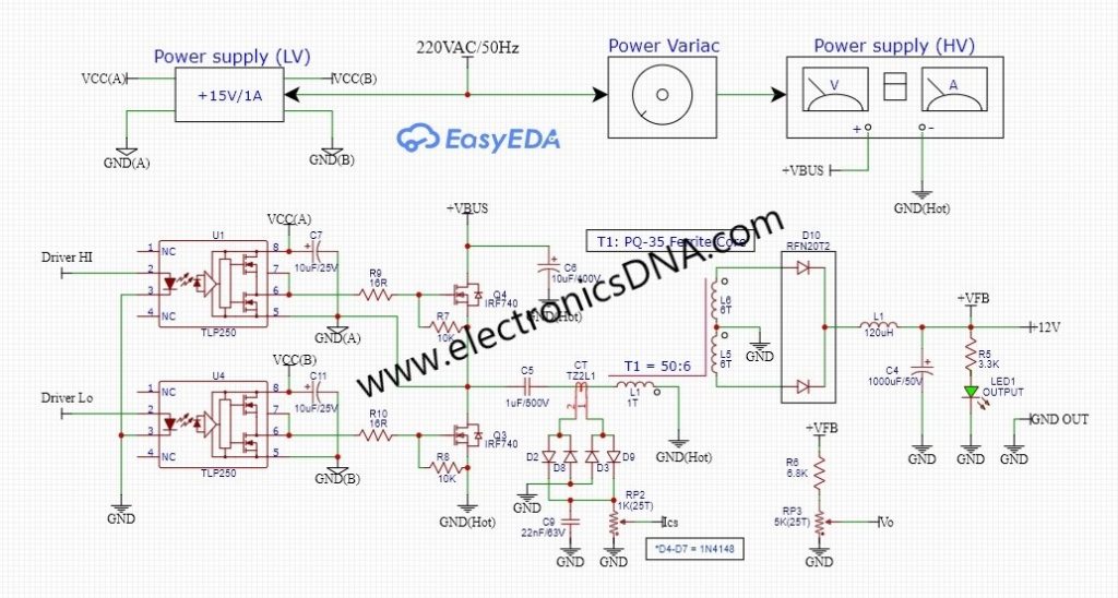 Mini Half-bridge Switching by UC3846N Current Mode PWM Controller