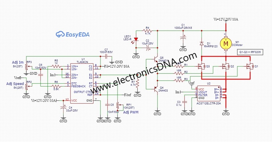 Prototype for High Current DC Motor Speed Control with TL494