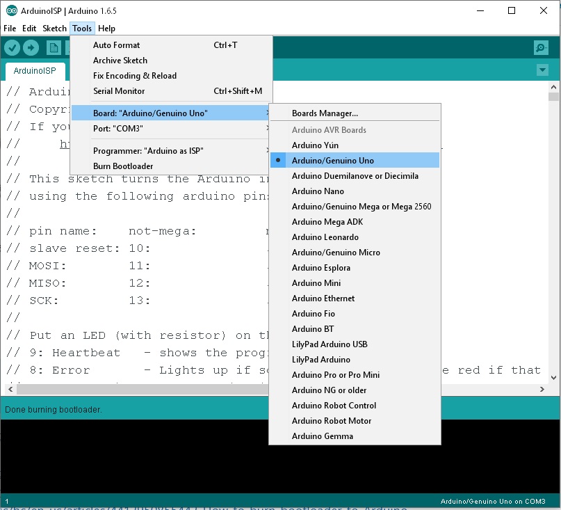 Step by Step Upload Bootloader Arduino UNO to Arduino UNO