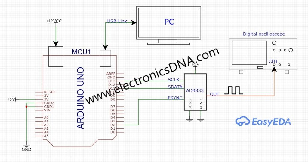 AD9833 Programmable Waveform Generator with Arduino UNO