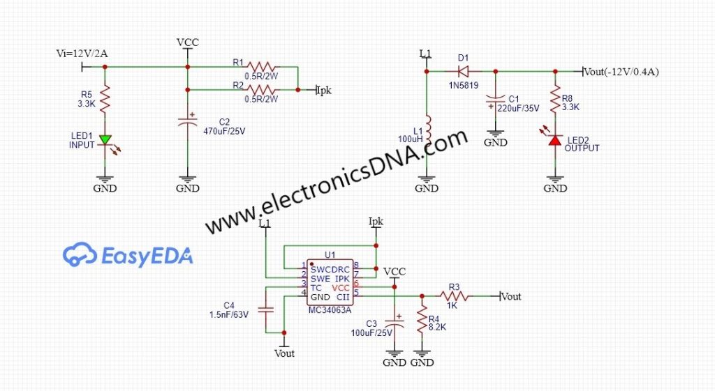 Mini Voltage Inverting Converter by Using MC34063A