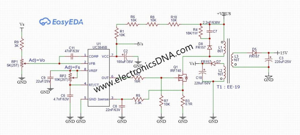 Prototype Switch Mode Power Supply Flyback Converter Topology by Using UC3845B