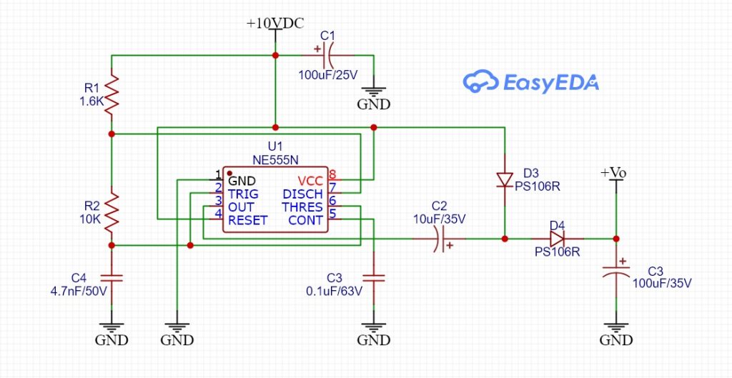 Simple DC to DC Boost Converter with NE555N