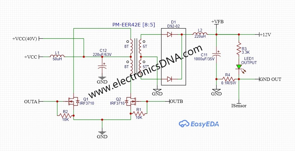 Simple DC to DC Push-Pull Converter with Arduino UNO