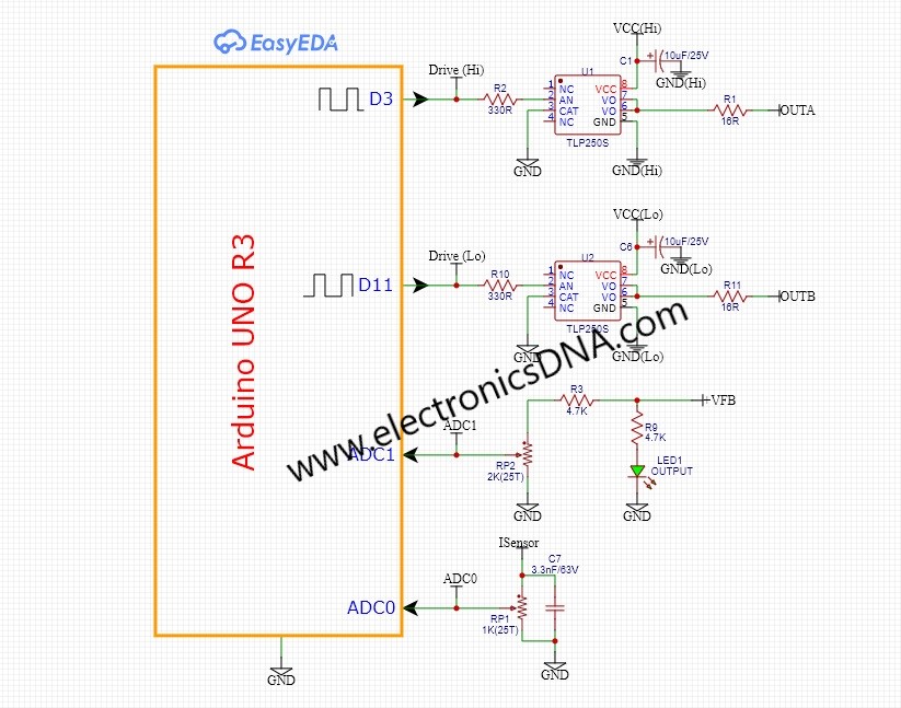 Simple DC to DC Push-Pull Converter with Arduino UNO