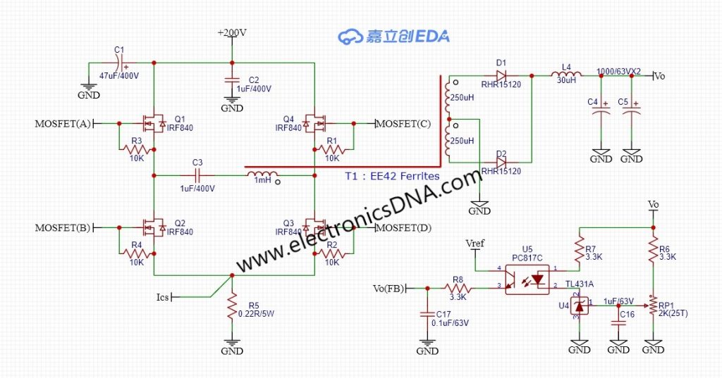 Simple Full-Bridge Converter Switching Mode Power Supply With TL494CN