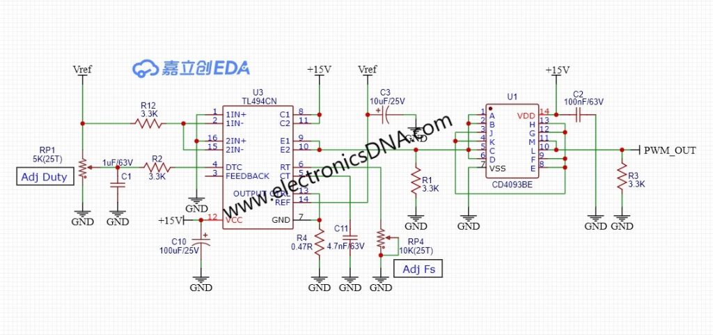 PWM Signal Generator for DC to DC Converter and Switching Power Supply Based on TL494CN