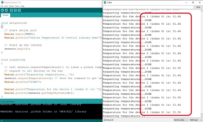 DS18B20 Temperature Sensor with Arduino UNO