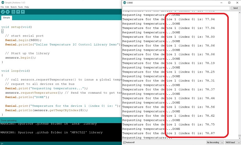 DS18B20 Temperature Sensor with Arduino UNO