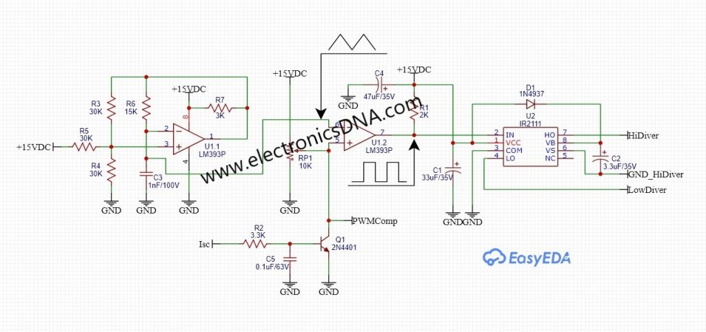 Op-amp LM393 Control DC-DC Synchronous Buck Converter