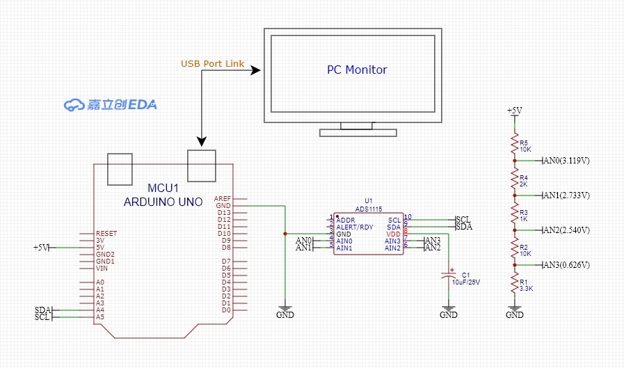 ADS1115 16-Bit Resolution ADC Module and I2C Protocol Interface with Arduino UNO