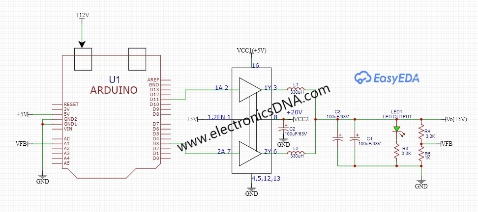 L293D Output Stage for DC-DC Two-Phase Buck Converter