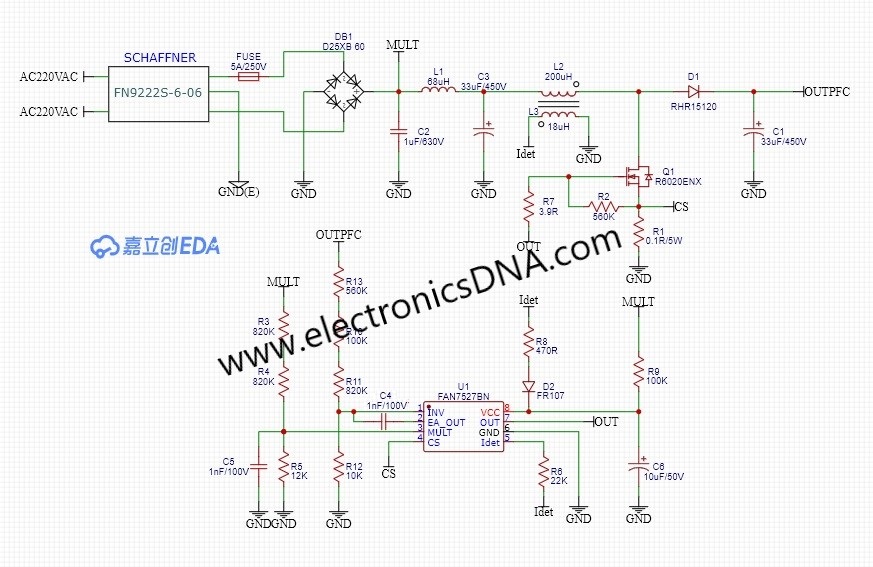 Prototype Active Power Factor Correction 200W By using FAN7527B Controller