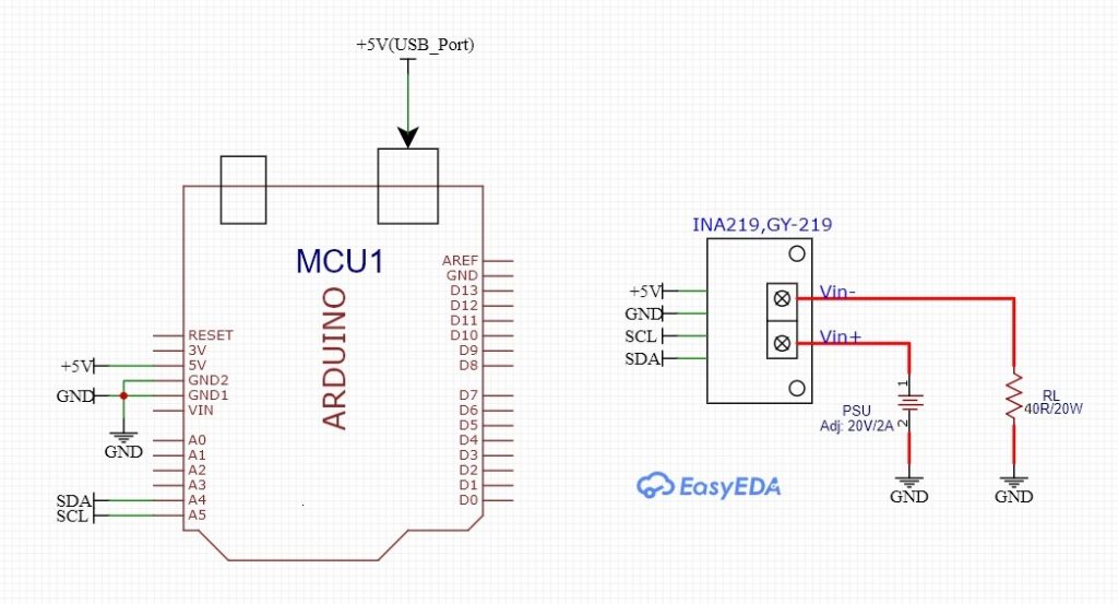 Arduino Control INA219 I2C interface DC Current and Voltage Sensor Module