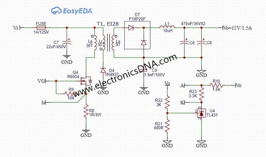 Single Switch Forward Converter Switching Mode Power Supply 