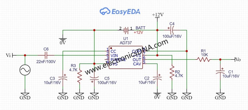 True RMS-to-DC Converter by using AD737