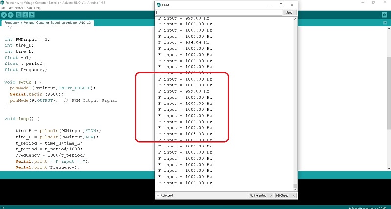 Frequency to Voltage Converter with Arduino UNO