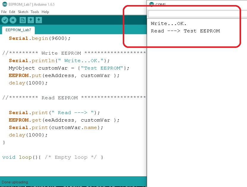 Writing and Reading the EEPROM for Arduino UNO