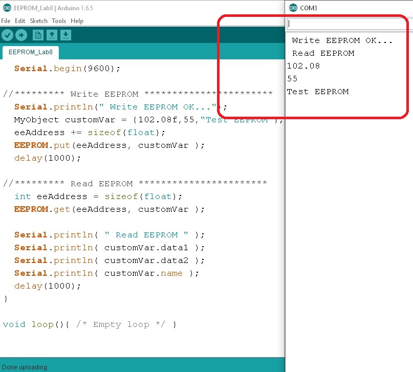 Writing and Reading the EEPROM for Arduino UNO